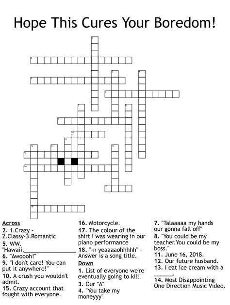 not guilty. . Boredom crossword clue